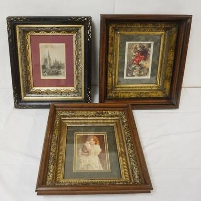 1129	GROUP OF 3 ASSORTED ANTIQUE WALNUT SHAWDOW BOX FRAMES, LARGEST APPROXIMATELY 17 IN X 15 IN
