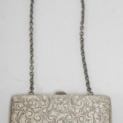 1186	LADIES STERLING SILVER COIN PURSE, APPROXIMATELY 3 IN X 3 3/4 IN, 3.69 OZT TOTAL
