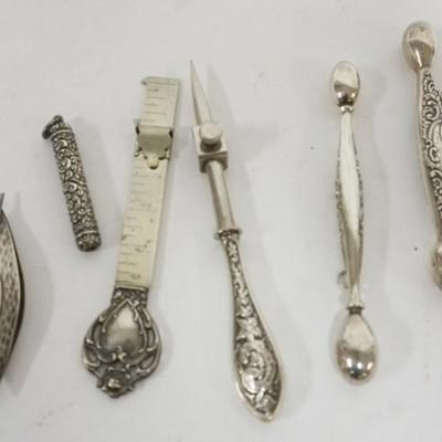 1223	ASSORTED STERLING SILVER SEWING ITEMS, 2.7 OZT TOTAL WEIGHT
