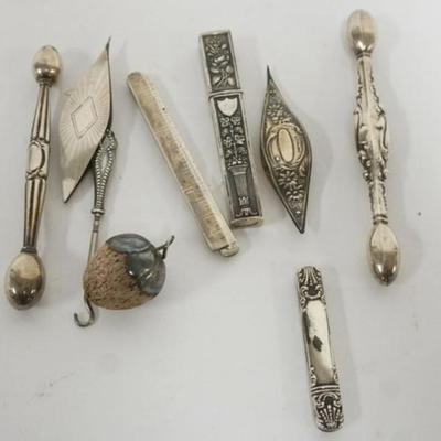 1224	ASSORTED STERLING SILVER SEWING ITEMS, 2.3 OZT TOTAL WEIGHT

