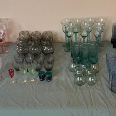 Large Lot Of Colored Glassware 