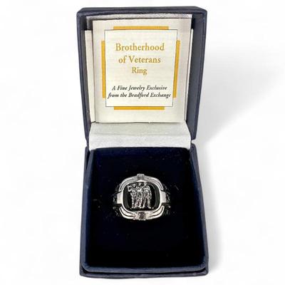 Stainless Steel Bradford Exchange Brotherhood Of Veterans Ring Size 8