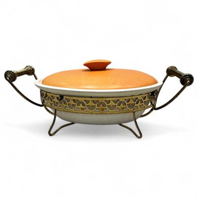 Miramar California Pottery Casserole #773 w/ Stand, 1950s