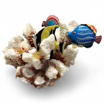 Ceramic Tropical Fish on Coral Sculpture