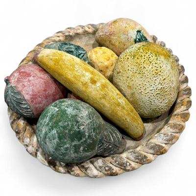 Mexican Hand-Painted Terracotta Fruit Bowl Set, 1970s