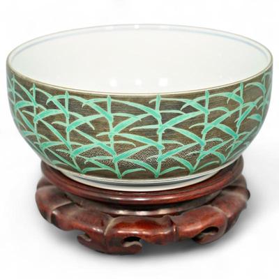 Japanese Sanyo Pottery Bamboo Ceramic Bowl