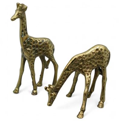 Pair Of Decorative Brass Giraffe Figurines