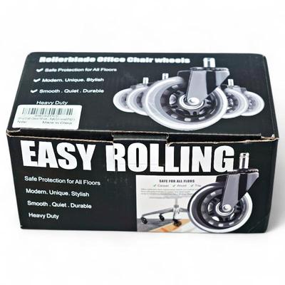 Set of 5 Universal Fit 3” Rollerblade-Style Clear Office Chair Wheels