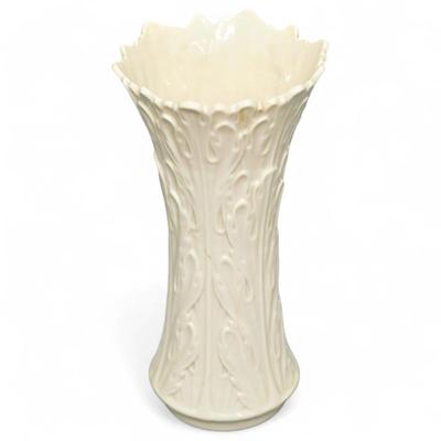 Lenox Woodland Collection Ivory Porcelain Vase With Raised Floral Relief