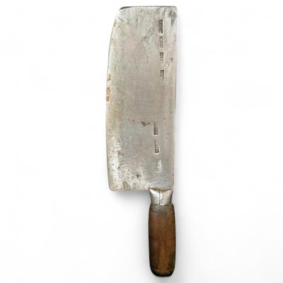 Vintage Chinese Cleaver With A Wooden Handle
