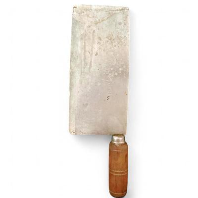 Vintage Chinese Cleaver With Wooden Handle