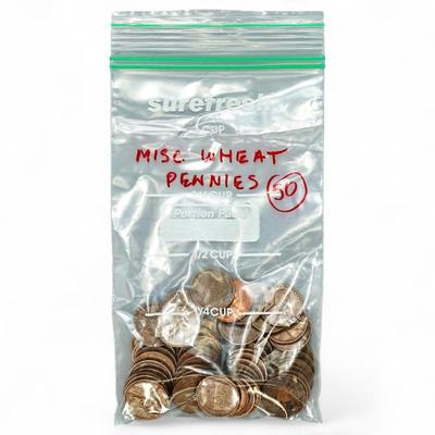 Group Of 50 Wheat Pennies From Varying Years