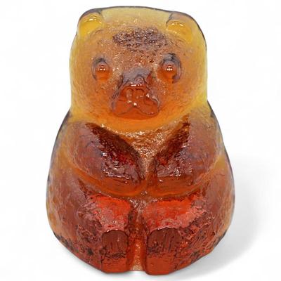 Vintage 1960's Amberina Glass Blenko Handcraft Bear Figurine