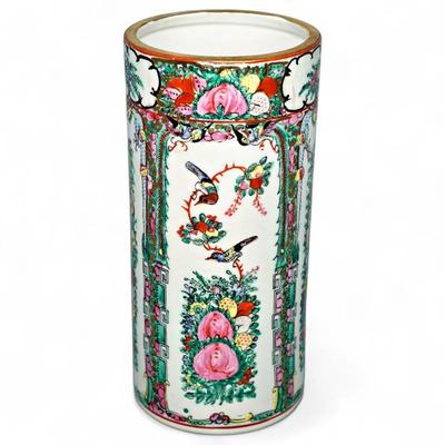 Chinese Rose Canton Porcelain Hat Stand Vase