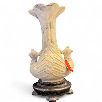 Asian Handcrafted Marble Peacock Vase, 1960s-70s
