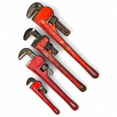 Lot of 4 Heavy-Duty Straight Wrenches ft. Sears & Ridgid