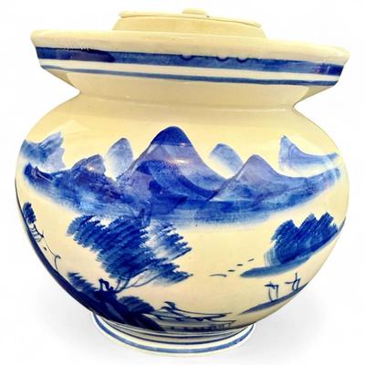 Vintage Chinese Hand-Painted Kimchi Pickling Jar Crock