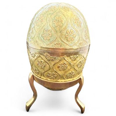 Vintage Brass Cloisonné Egg Trinket Box