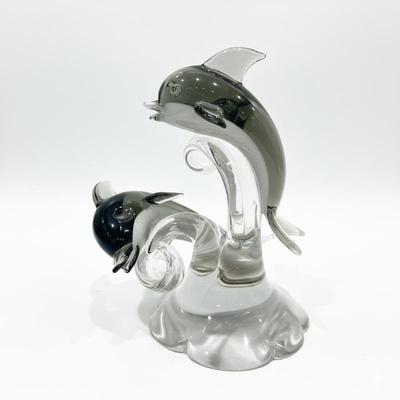 Vintage Murano Hand-Blown Glass Dolphin Sculpture