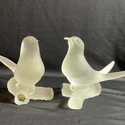Murano Frosted Satin Crystal Birds 