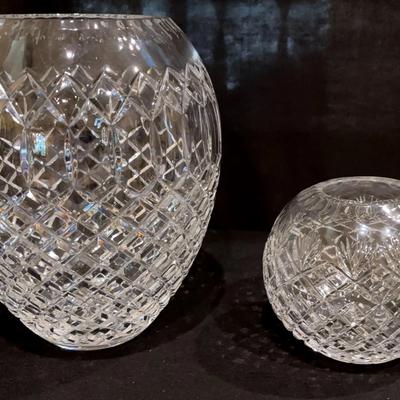 Waterford Lismore crystal vase & Vintage hand-cut crystal rose bowl or vase. 