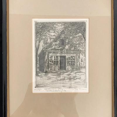 Don Swann Etching  Of “Apothecary Shop”Williamsburg, VA 