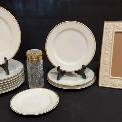 Haviland France Dinnerware, Lenox Frame & Cut Glass Container With Lid 