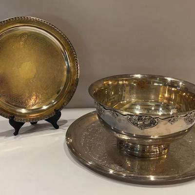 It’s A Party- Silver Plated Trays And Punch Bowl 