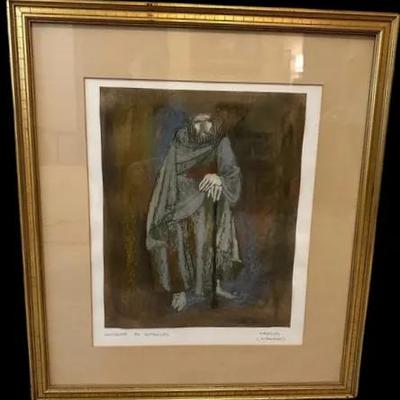 Antigone By Sophocles- Tiresias (A Prophet)- Framed Painting On Paper- Signed 