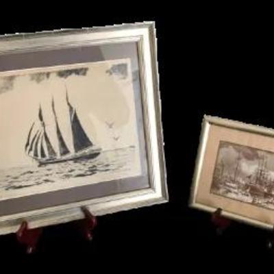 Frederick Owen Old Down East Coaster Etching 1989 & Old Montreal The Harbour 