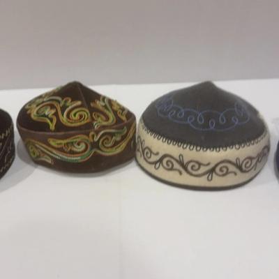 Kazakh Traditional Handmade Caps Lot Of 4 