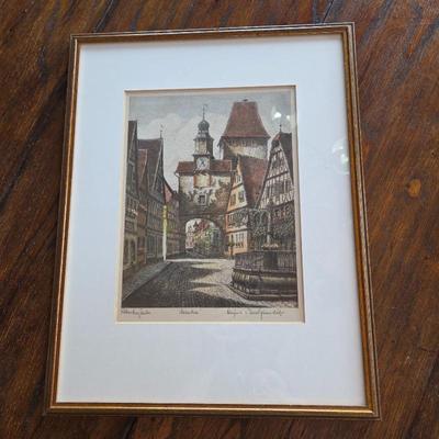 Lot #143 - Artist Ernst Geissendorfer Signed Original Radierung Etching of Rothenberg Gate