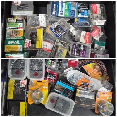 Lot #204 - Two Drawers of Hardware - Screws, Nails, Nuts, Washers...