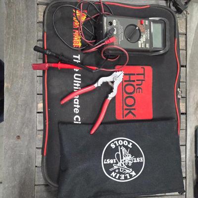 Lot #191 - Circuit Tester, Bargraph Digital Multimeter, Klein Tools Coax Cable Installation Kit, & Chandelier Pliers