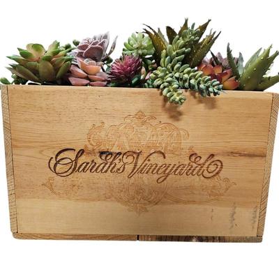 Lot #137 - Sarah's Vineyard Wood Crate With Faux Succulents