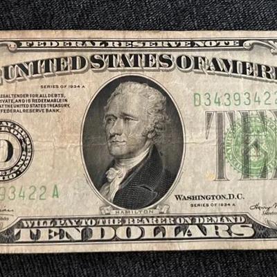 Series 1934A $10 Bill 
