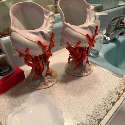 Porcelain Shell and Coral Posy Vases