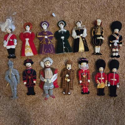 Lot #158 - Set of 14 British Royalty & Guard Christmas Ornaments – Handcrafted Felt Figures