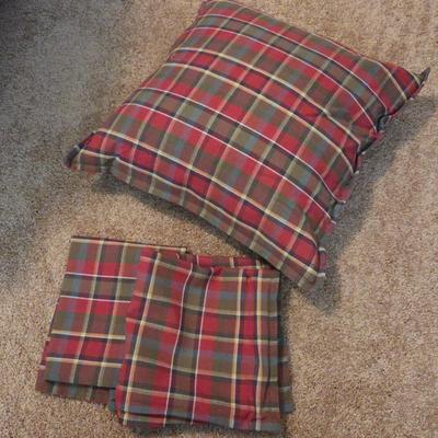 Lot #154 - Pottery Barn Plaid Decorative Pillow with Additional Pillow Covers – Rustic Christmas Cabin Style