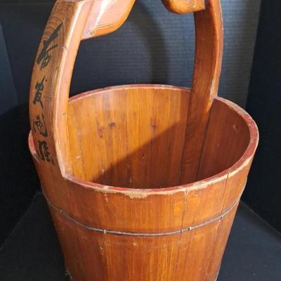 Chinese Elm Wood Grain Bucket Primitive