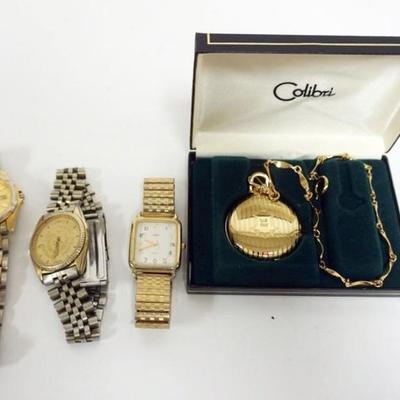 1151	ASSORTED MENS WATCHES INCLUDING SEIKO, SYRACUSE UNIVERSITY MISSING BACK, TIMEX AND COLIBRI POCKET WATCH NEW IN BOX
