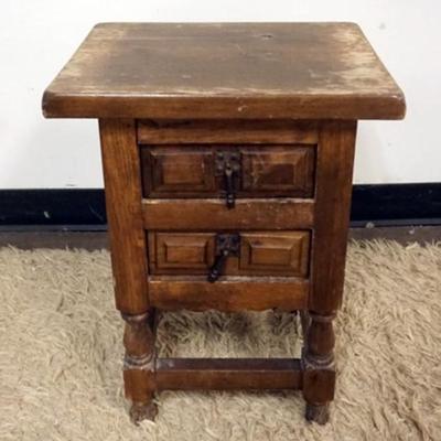 1233	PINE 2 DRAWER STAND WITH PANELED SIDES, APPROXIMATELY 16 IN X 12 IN X 22 IN H

