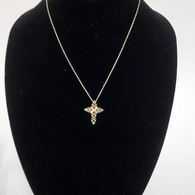 1169	12K GOLD AND STERLING SILVER CROSS NECKLACE
