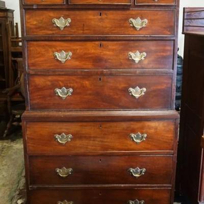 1224	ANTIQUE MAHOGANY 9 DRAWER CHEST ON CHEST, APPROXIMATELY 41 IN X 21 IN X 71 IN H
