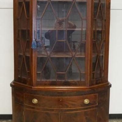 1238	ANTIQUE MAHOGANY FEDERAL 2 SECTION DISPLAY CABINET HAVING 2 DOORS AND 1 DRAWER, APPROXIMATELY 44 IN X 17 IN X 89 IN H
