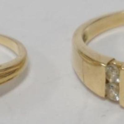 1180	2 14K GOLD RINGS, SOME STONES MISSING, 4.17 DWT INCLUDING STONES
