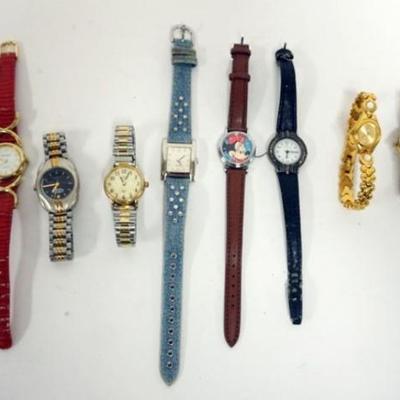 1152	ASSORTMENT OF 11 LADIES WATCHES INCLUDING 2 MARKED ROLEX, FORD, MINNIE MOUSE, REVLON, FOCUS, GRUEN AND OTHERS
