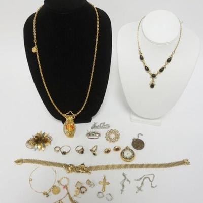 1185	ASSORTED LADIES JEWELRY AS FOUND, RINGS, PINS, NECKLACES, ETC
