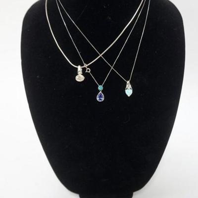 1175	3 STERLING SILVER NECKLACES, 1 WITH MATCHING EARRINGS
