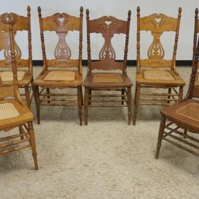 1237	7 OAK CHAIRS W/CANE SEATS, CARVED & PIERCED BACKS
